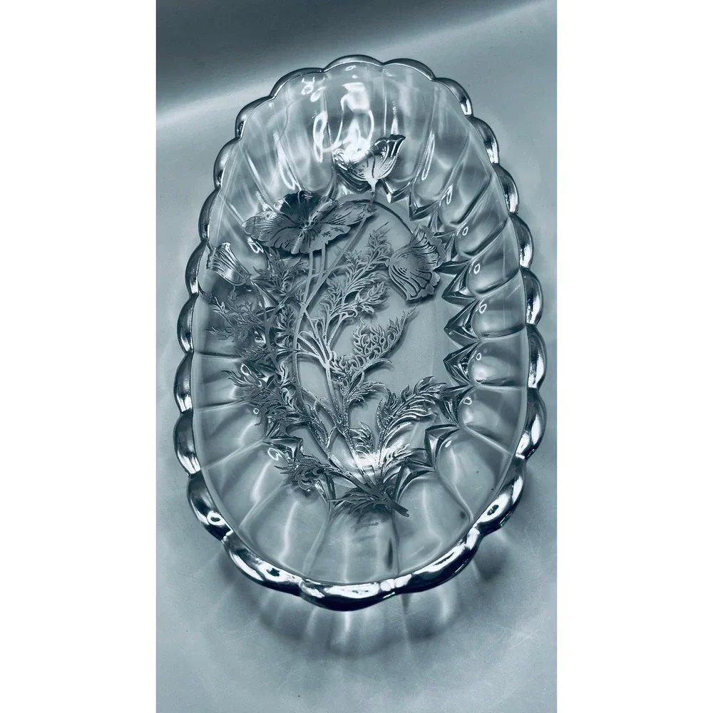 Silver City‎ Flanders Clear Celery Dish Silver Plated Inlay 10.5